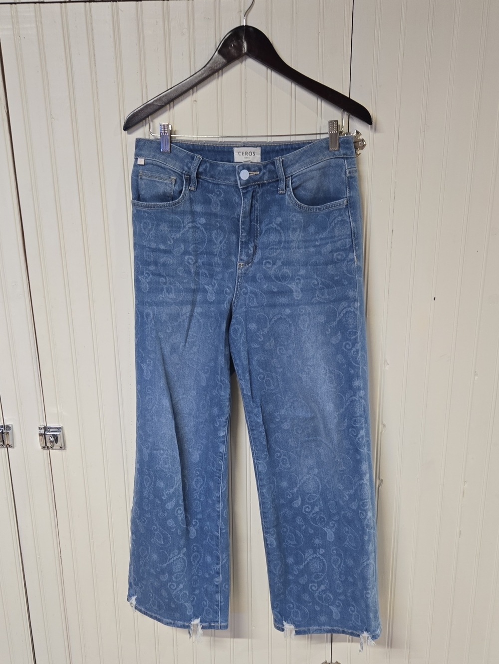 Ceros Blue Paisley Wide-Leg Jeans